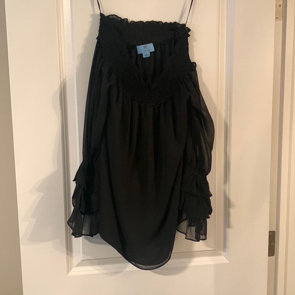 Black off the shoulders CeCe top from Nordstrom